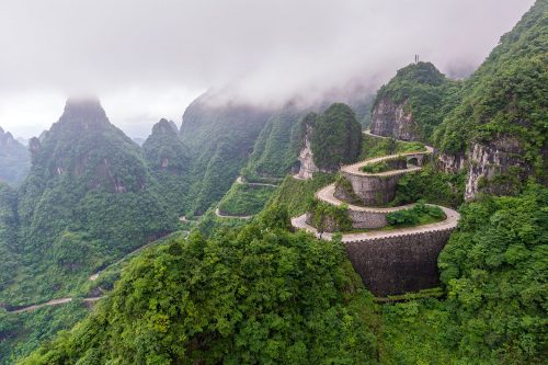 The Winding Road Of Tianmen Mountain National Park Human Province