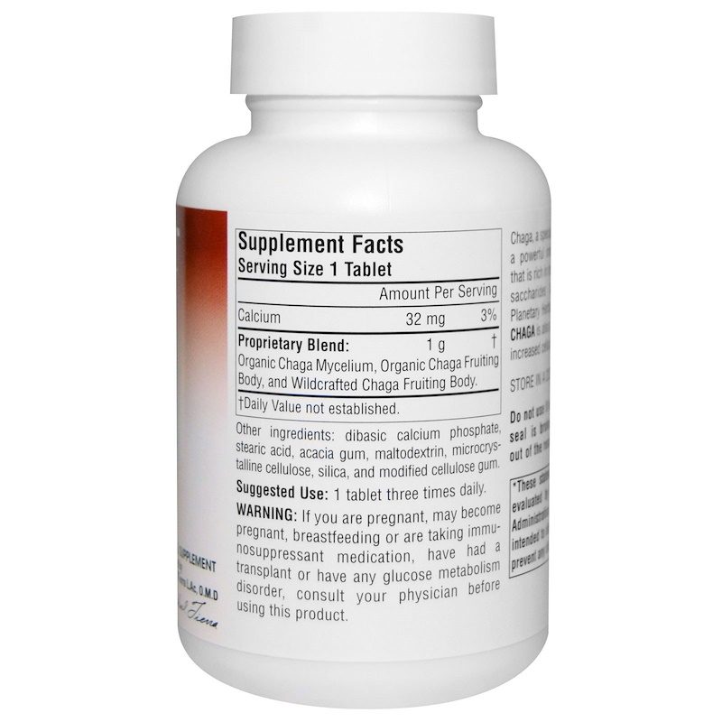 Chaga Full Spectrum 1000mg 60 Tablets Supplement Facts