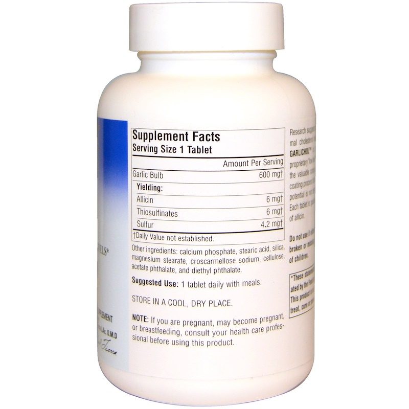 GarliChol 600mg 100 Tablets Supplement Facts
