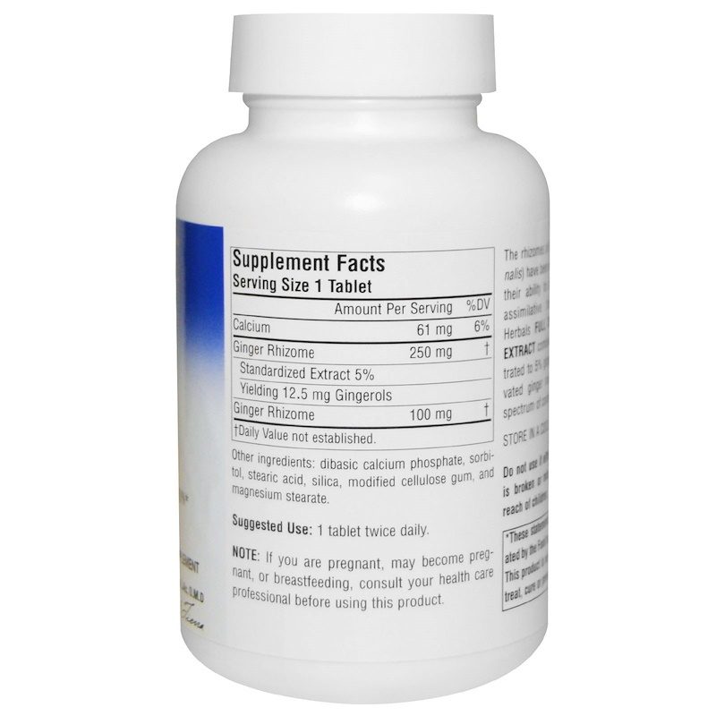 Ginger Extract Full Spectrum 320mg 120 Tablets Supplement Facts