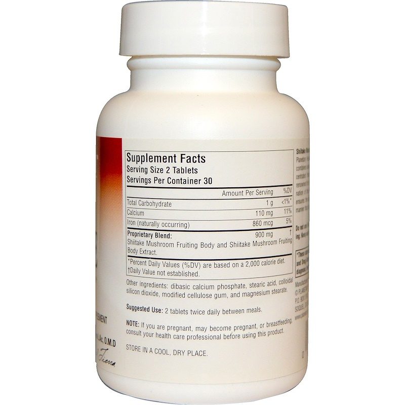 Shitake Full Spectrum Tonifying Mushroom Full Spectrum 450mg 60 Tablets Supplement Facts