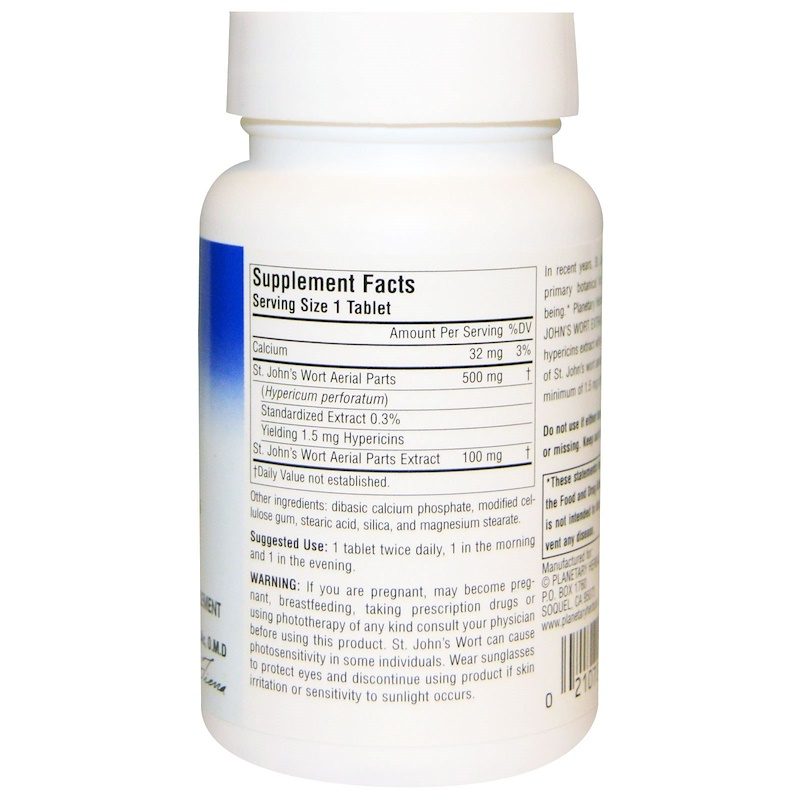 St. John's Wort Extract Full Spectrum 600mg 60 Tablets Supplement Facts