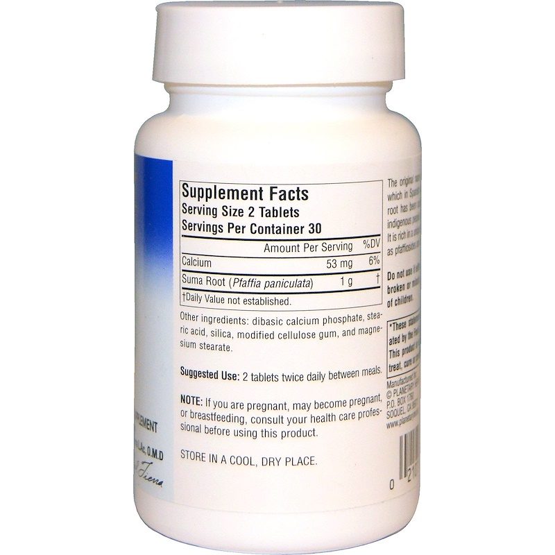 Suma Tonifier 500mg 60 Tablets Supplement Facts