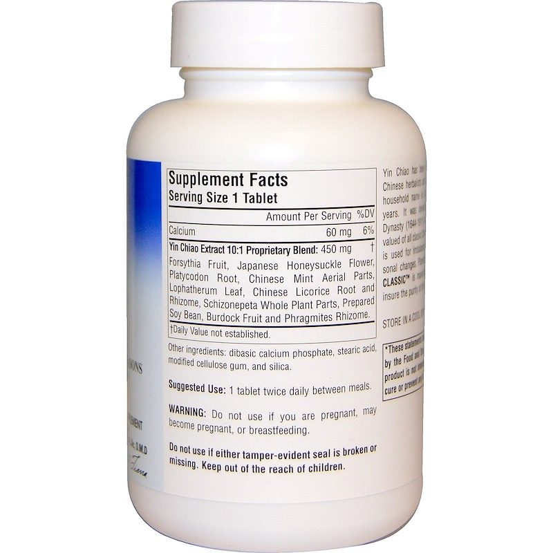 Yin Chiao Classic 450mg 120 Tablets Supplement Facts